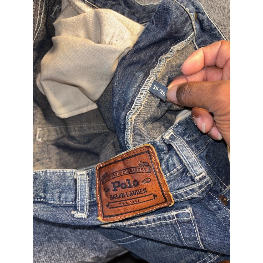 Polo Ralph Lauren Jeans Men 36/30 Blue Denim Medium Wash Streetwear Straight Leg - Picture 8 of 12